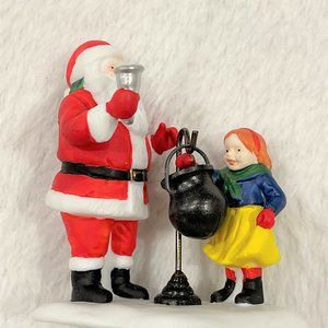 Department 56 Christmas Village Tis The Season Santa Claus Ring Bell Kettle Girl